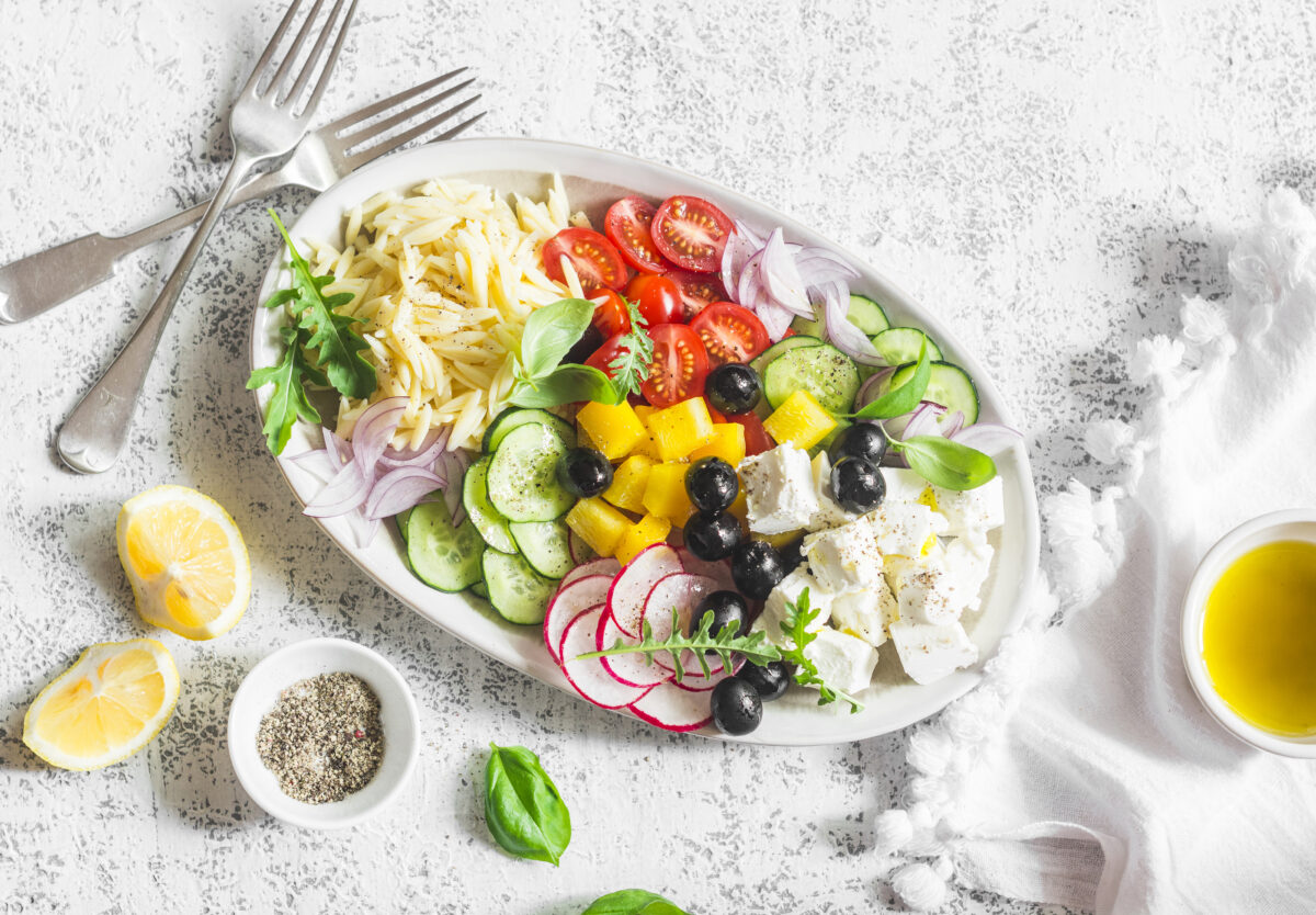 Orzo Tomato Feta Herb Salad