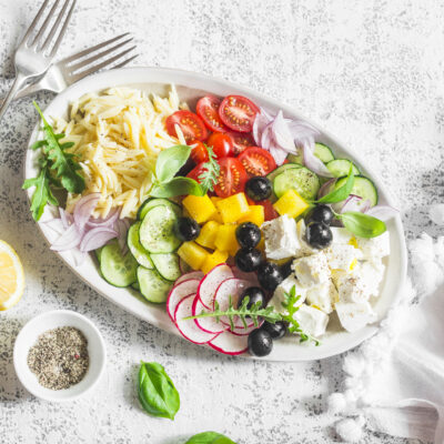 Orzo Tomato Feta Herb Salad