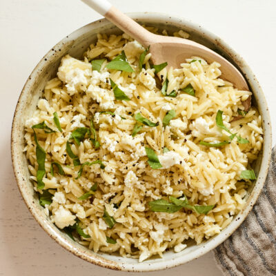 orzo with feta and basil