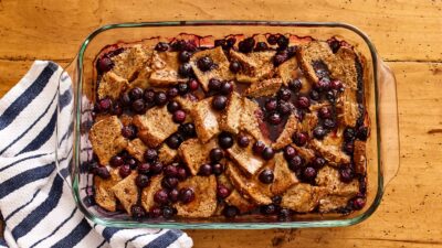 overnight healthy blueberry french toast casserole