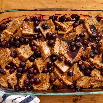 overnight healthy blueberry french toast casserole