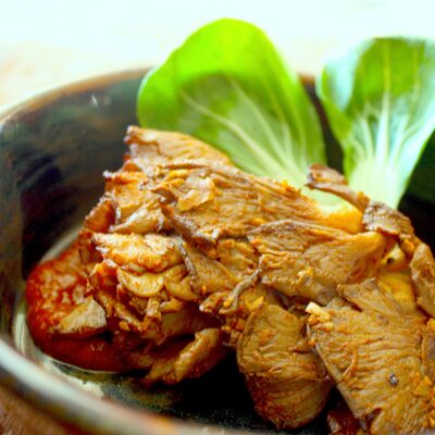 Asian Oyster Mushrooms in Roasted Tomato Balsamic BBQ Sauce