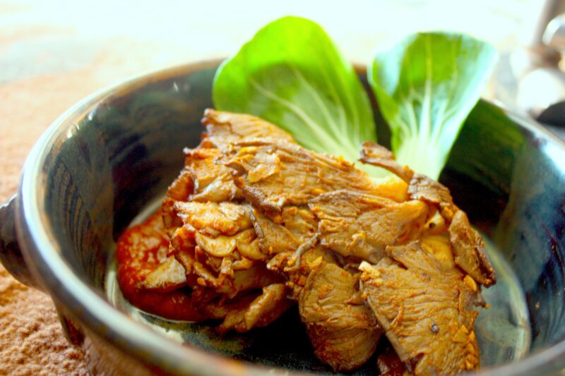 Asian Oyster Mushrooms in Roasted Tomato Balsamic BBQ Sauce