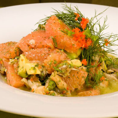 Oyster Mushroom Ceviche with Avocado and Pink Grapefruit