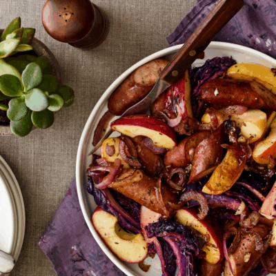 Pan Roasted Apples Cabbage and Sausage