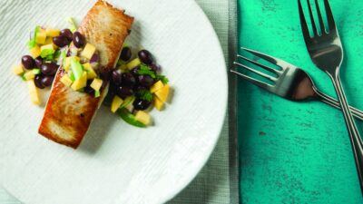 Pan Seared Mahi Mahi with Mango-Black Bean Salsa