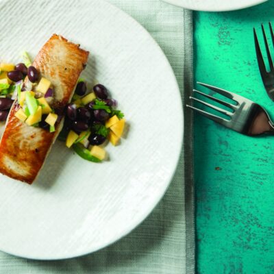 Pan Seared Mahi Mahi with Mango-Black Bean Salsa