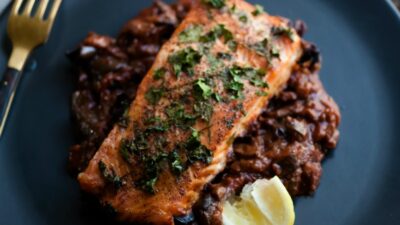 Parsley Salmon Over Eggplant85