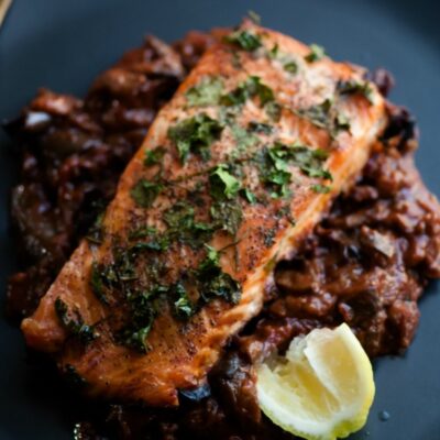Parsley Salmon Over Eggplant85