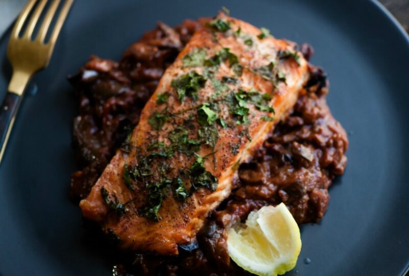 Parsley Salmon Over Eggplant85