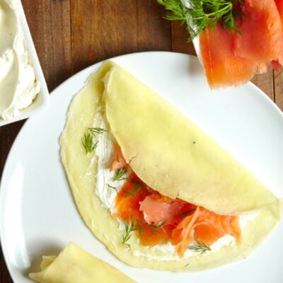 passover crepes with salmon and cream cheese