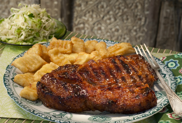 passover steaks with fried gnocchi