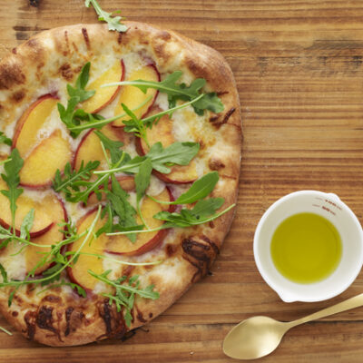 Peach and Arugula Pizza