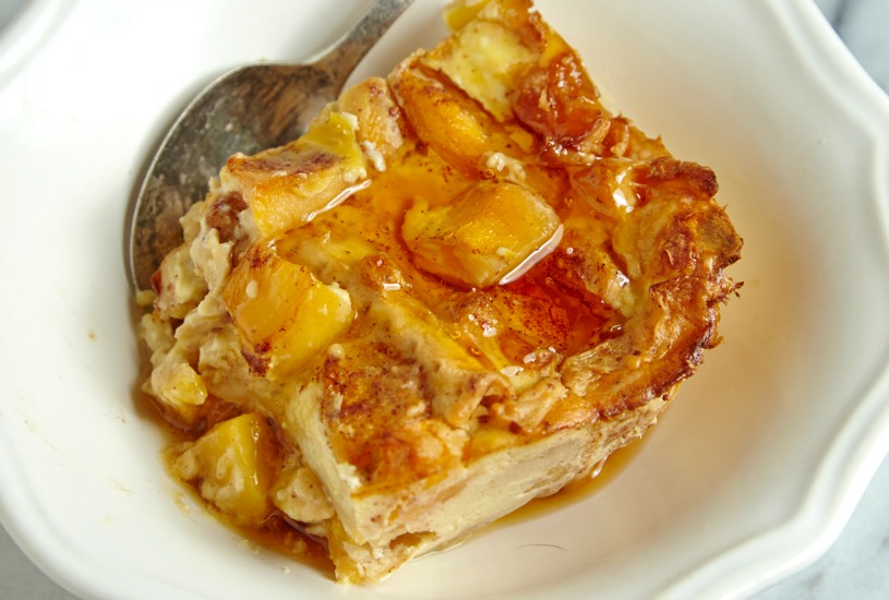 peach matzo brie bake