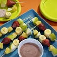Pear Ka-bobs with Strawberry Dipping Sauce