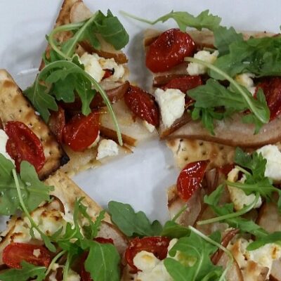 pear matzo pizza