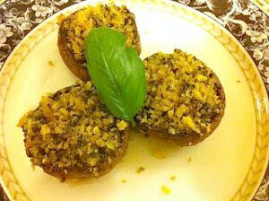 pesto stuffed mushrooms
