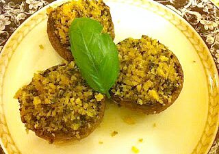 pesto stuffed mushrooms