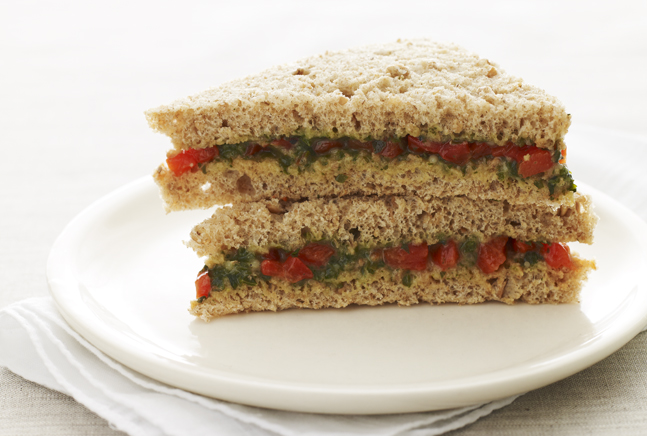 pesto tea sandwich