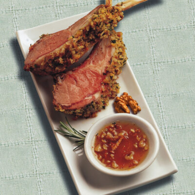 Petit Walnut-Coated Lamb Chops with Honey Dipping Sauce
