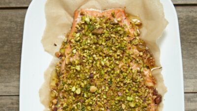 Pistachio-Flaxseed Crusted Salmon