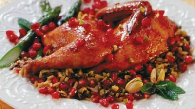 Pomegranate-Honey Roasted Game Hens