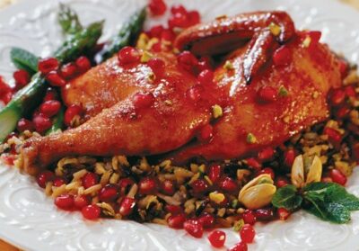 Pomegranate-Honey Roasted Game Hens