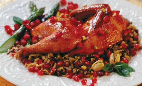 Pomegranate-Honey Roasted Game Hens