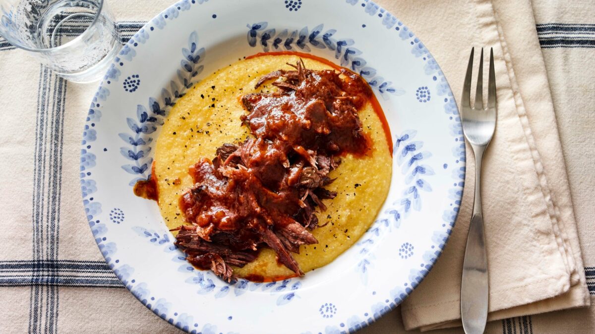 Instant Pot Braised Pot Roast with Creamy Olive Oil Polenta