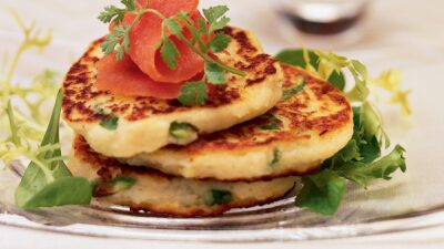 idaho potato and asparagus pancakes
