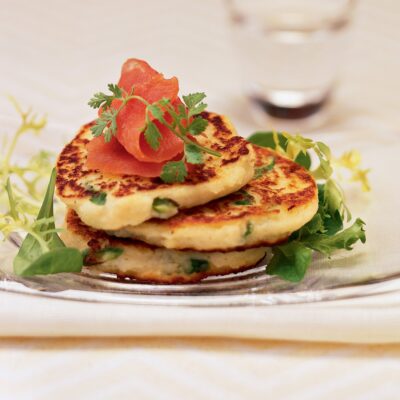 idaho potato and asparagus pancakes