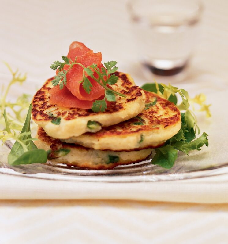 idaho potato and asparagus pancakes