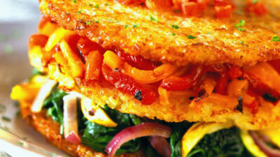 idaho potato napolean with grilled vegetables