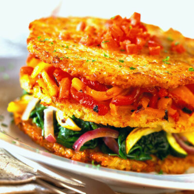 idaho potato napolean with grilled vegetables