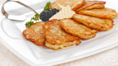 gourmet sweet potato latkes and caviar