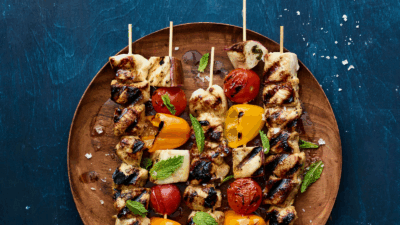 preserved lemon honey mustard chicken kebobs