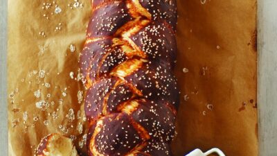 Pretzel Challah - the ball park meets the Shabbat table