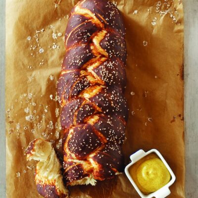 Pretzel Challah - the ball park meets the Shabbat table