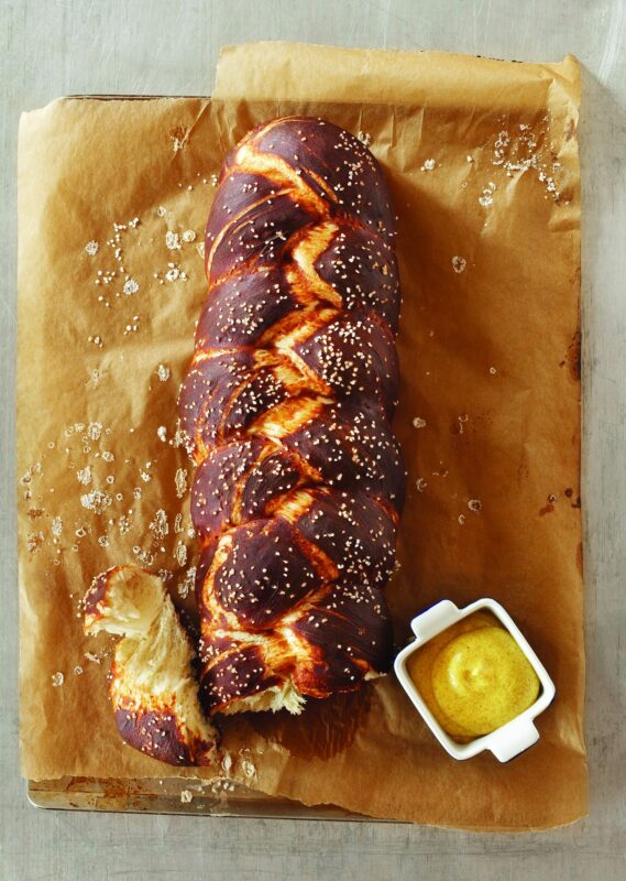 Pretzel Challah - the ball park meets the Shabbat table