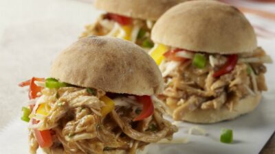 Pulled Chicken Sliders with Mango Barbecue Sauce