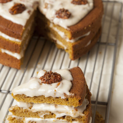 Pumpkin Cake With Pecan Praline Frosting