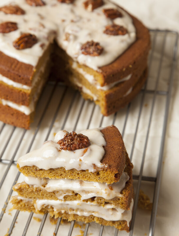 Pumpkin Cake With Pecan Praline Frosting