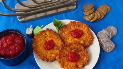 pumpkin latkes with cranberry apple sauce