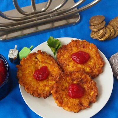 pumpkin latkes with cranberry apple sauce