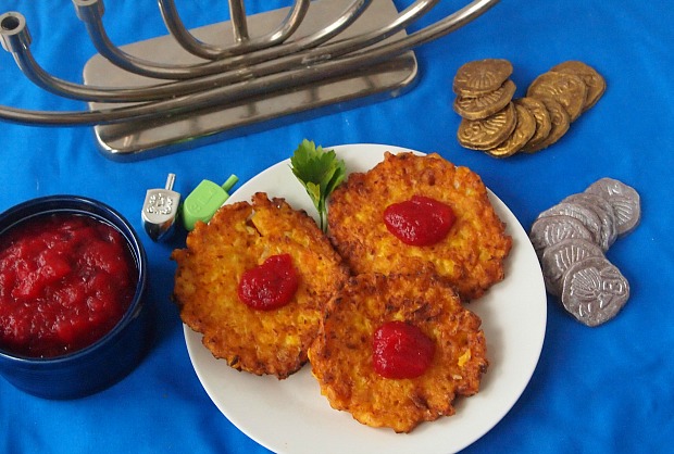 pumpkin latkes with cranberry apple sauce