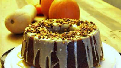 Pumpkin Pound Cake With Caramel Icing