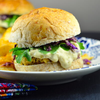 Quinoa burgers with horseradish alioli
