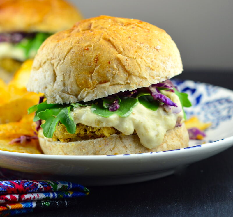 Quinoa burgers with horseradish alioli
