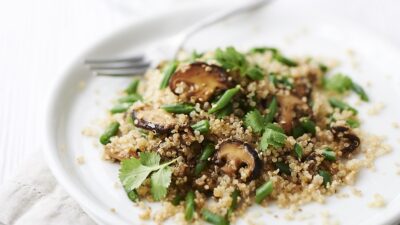 quinoa with shitake oyster mushrooms
