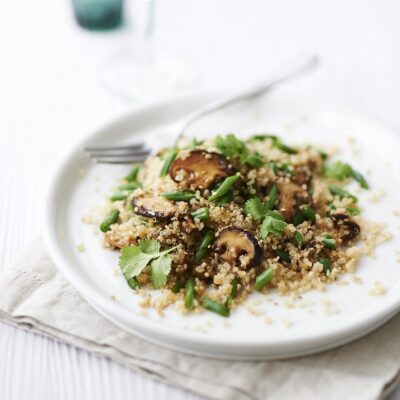 quinoa with shitake oyster mushrooms